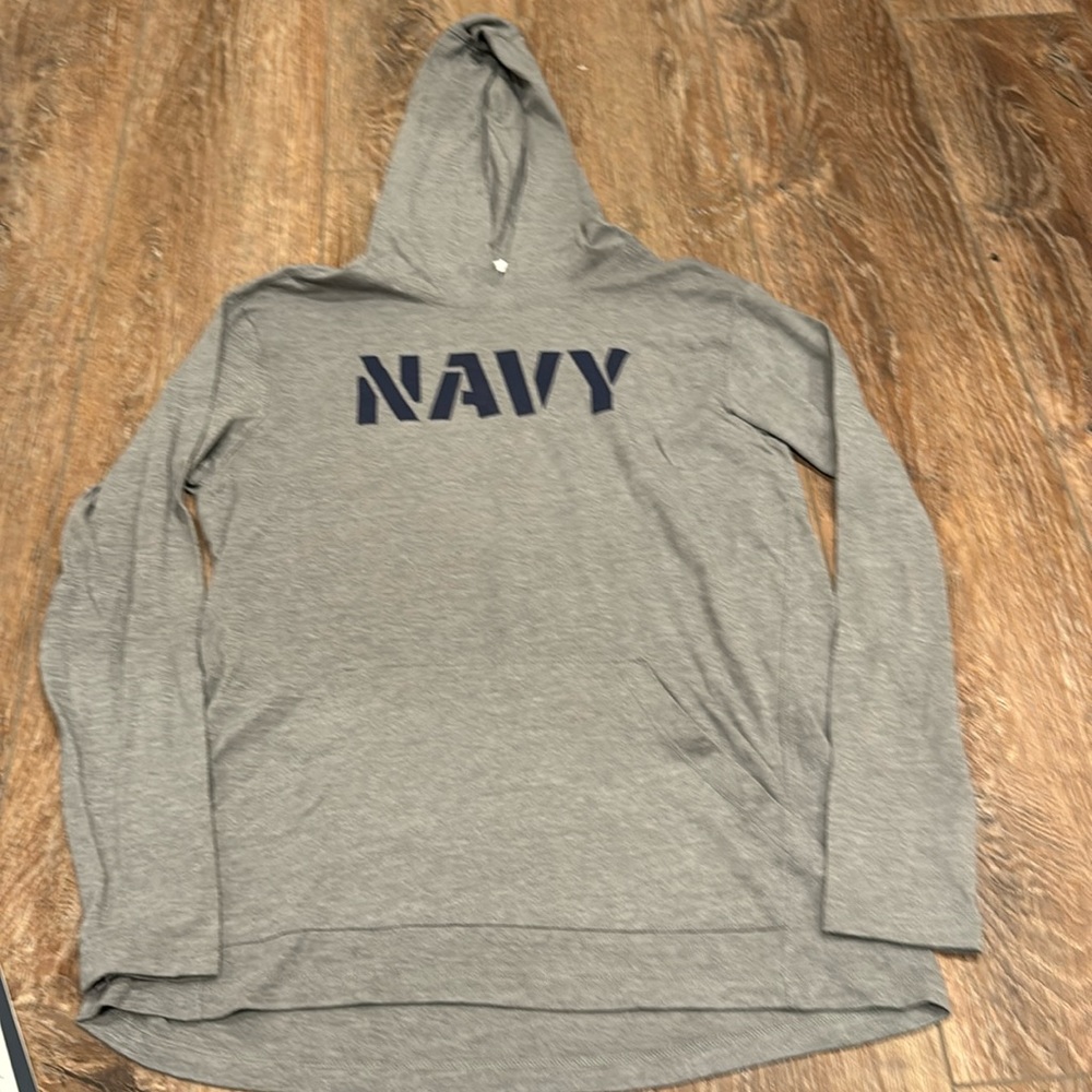 Navy hooded tshirt youth XL
